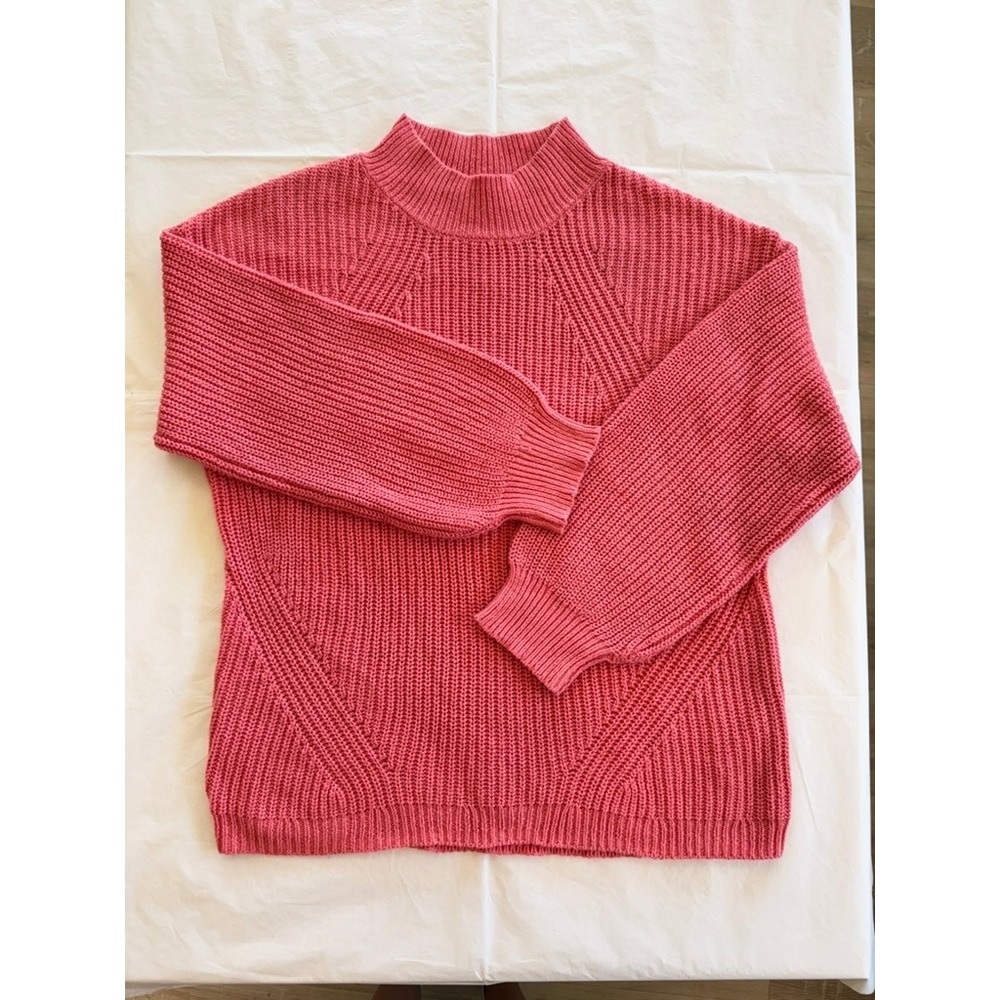 Old Navy Sweater Womens S Coral Excellent Mock Neck Shaker Knit Raglan Sleeve